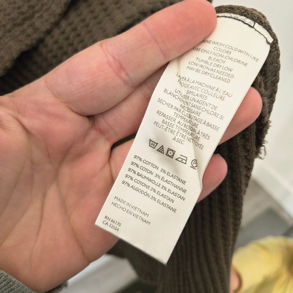 Free People Travis Tunic Polo Top Waffle Knit Thermal Green Oversized Lounge M - Picture 11 of 12